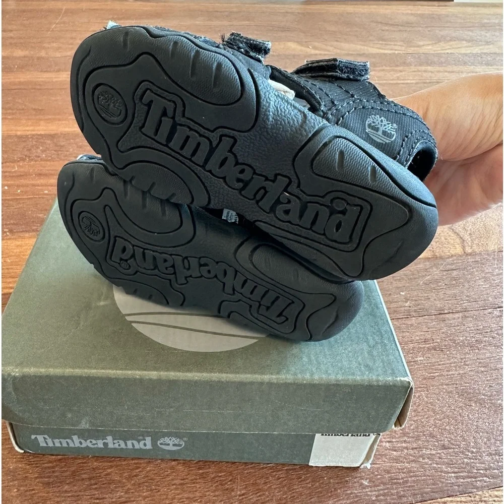Timberland Kids Black Sport Sandals Toddler Size 6 Hook Loop Outdoor Shoes - Picture 6 of 10